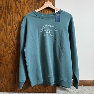 NWT Hollister Size Small East Hampton Embroidered Green Cozy Sweatshirt